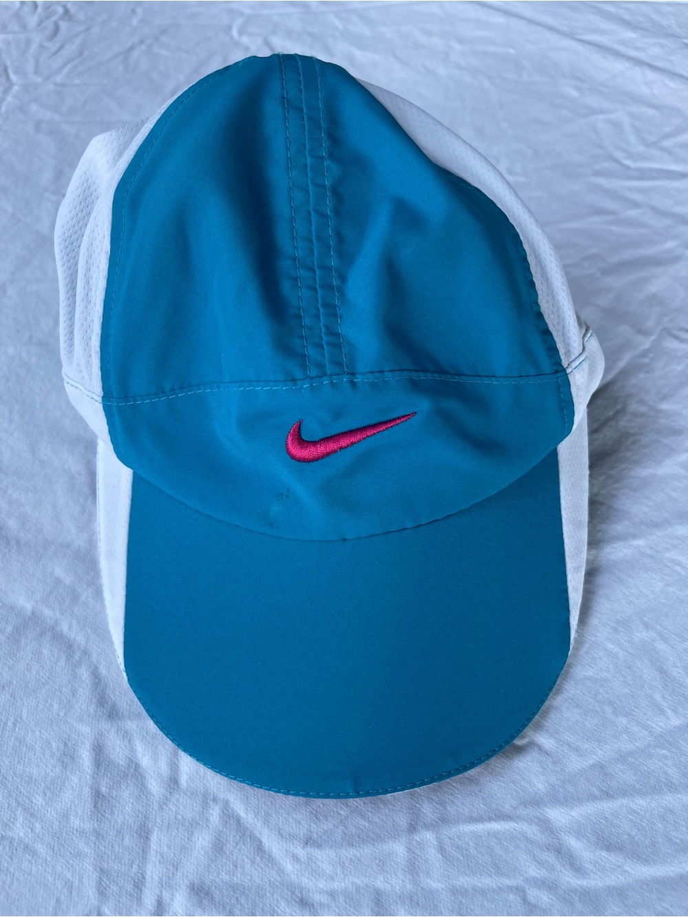 Nike Kids Teal and White Sport Cap with Pink Swoosh